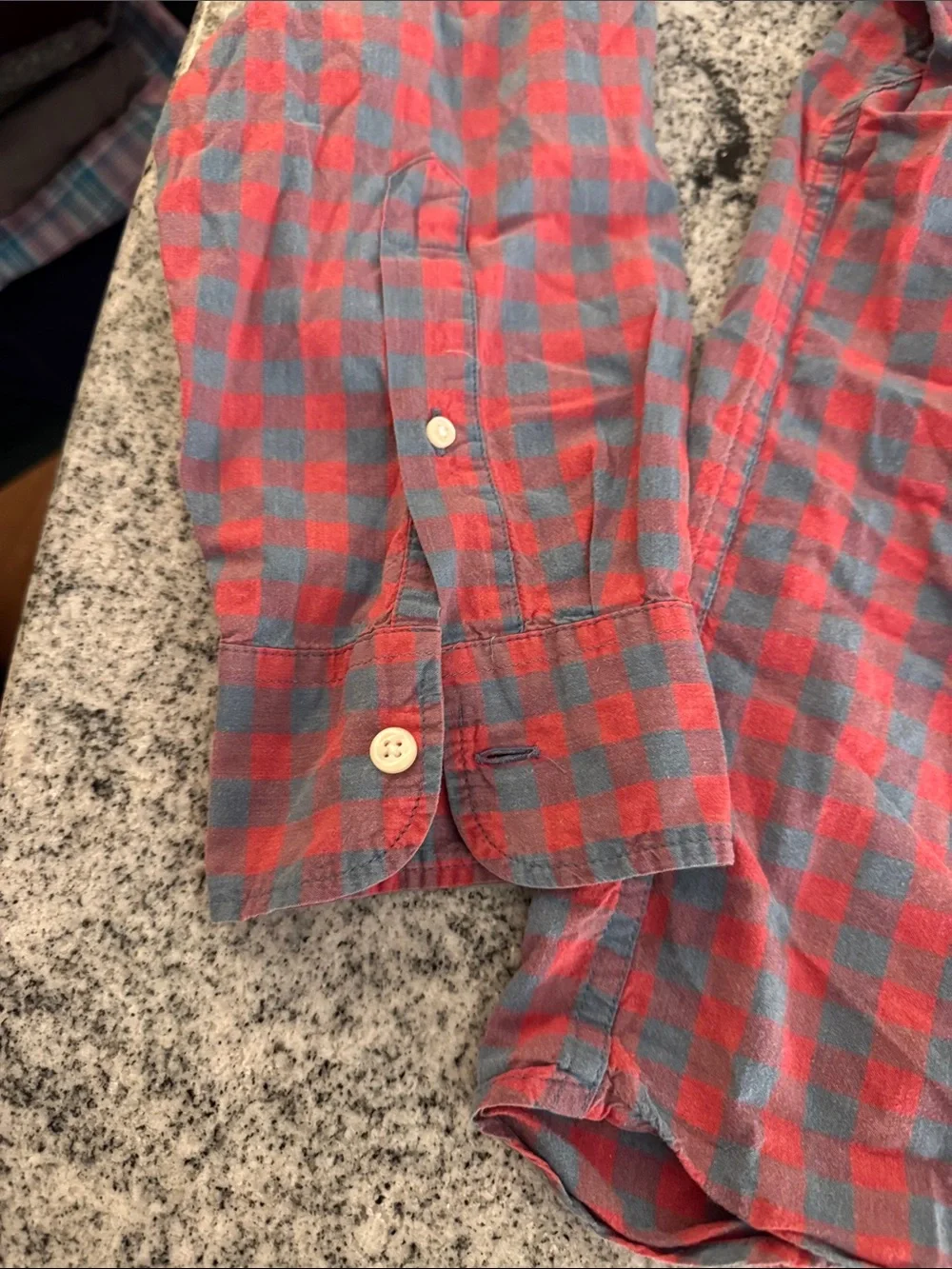 JCrew Men's Red and Gray Plaid Button-Down Shirt - Casual Everyday - Secret Wash